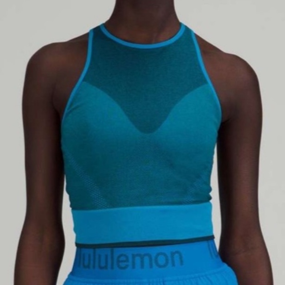 Lululemon Seamless Mesh Supportive Training Tank Top Poolside Blue Size 10